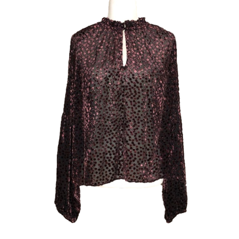 Addition Elle velvet polka-dot blouse